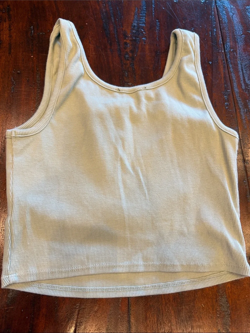 Forever 21 Light Green Ribbed Henley Crop Tank